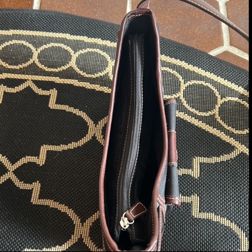 Vtg Etienne Aigner Black Canvas with Dark Brown Trim Shoulder Bag - Picture 7 of 12